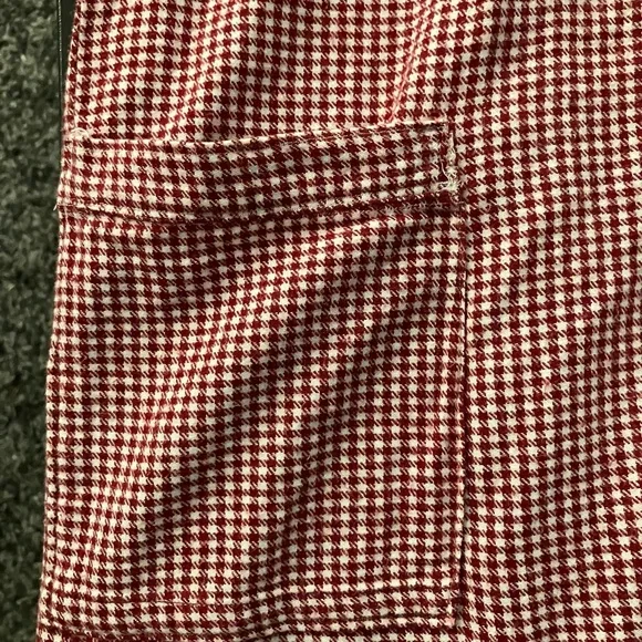Handmade Red & White Checkered Flannel Nightgown Pockets Floral Medium/Large - Picture 4 of 8